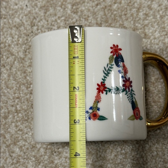Letter “A” White Ceramic Floral Mug NWOT - Picture 6 of 7